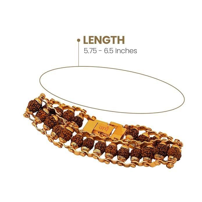 Elegant Gold-Plated Paanch Mukhi Rudraksha Bracelet with Prayer Beads Functionality