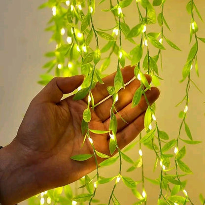 Decorative Leaf String Lights, Faux Vine Curtain Lights for Wedding and Event Backdrops, Baby Shower, Diwali, and Home Decor