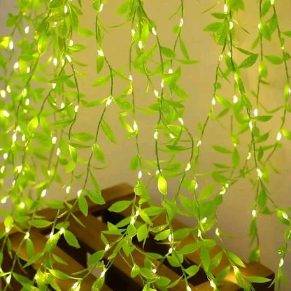 Decorative Leaf String Lights, Faux Vine Curtain Lights for Wedding and Event Backdrops, Baby Shower, Diwali, and Home Decor